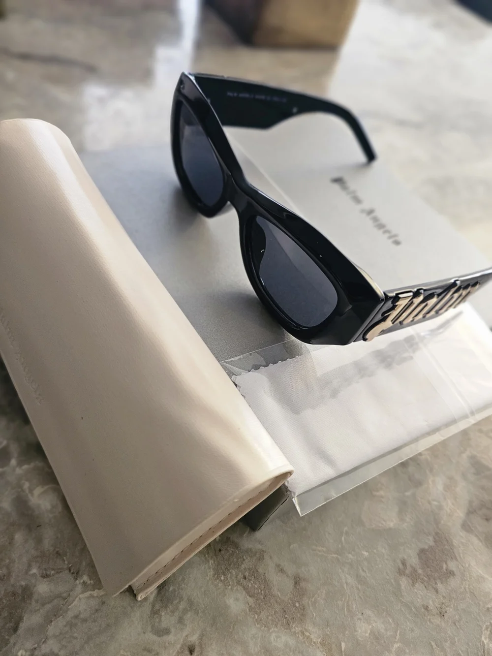 Palm Angels Black Sunglasses with Gold Logo
